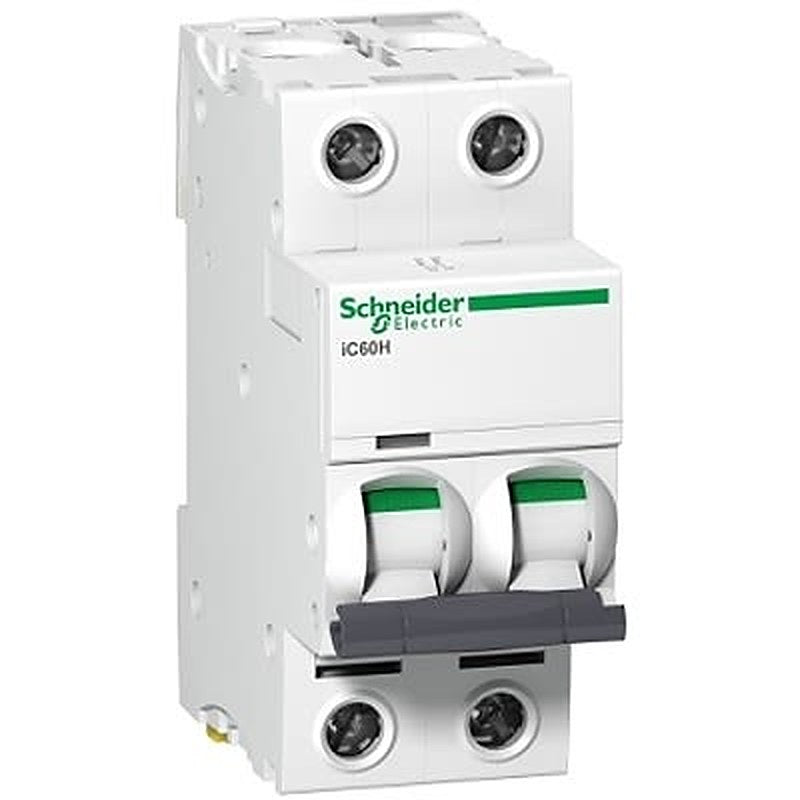 Schneider Electric Acti9 iC60H Circuit Breaker, 2-Pole, 1A, B Curve, 133V ac AC, 70 kA Breaking Capacity