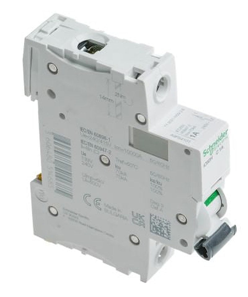 Schneider Electric Acti9 iC60H Miniature Circuit Breaker, 1-Pole, 1A, Type C, 240V ac AC, 48 V dc DC, 10 kA Breaking