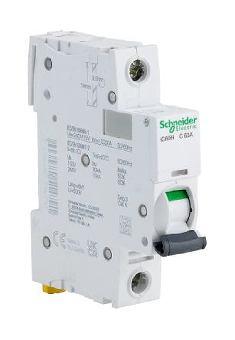 Schneider Electric Acti9 iC60H Miniature Circuit Breaker, 1-Pole, 63A, Type C, 240V ac AC, 48 V dc DC, 10 kA Breaking