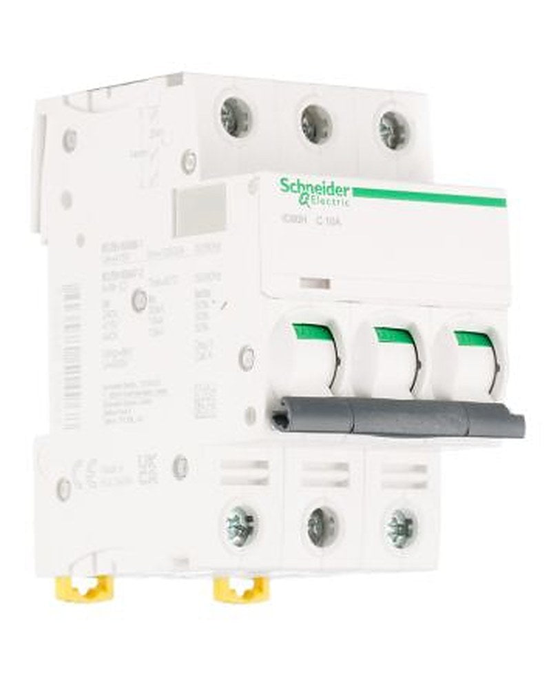 Schneider Electric Acti9 iC60H Miniature Circuit Breaker, 3-Pole, 10A, Type C, 12V, 133 V, 220 V, 240 V, 380 V, 415 V,