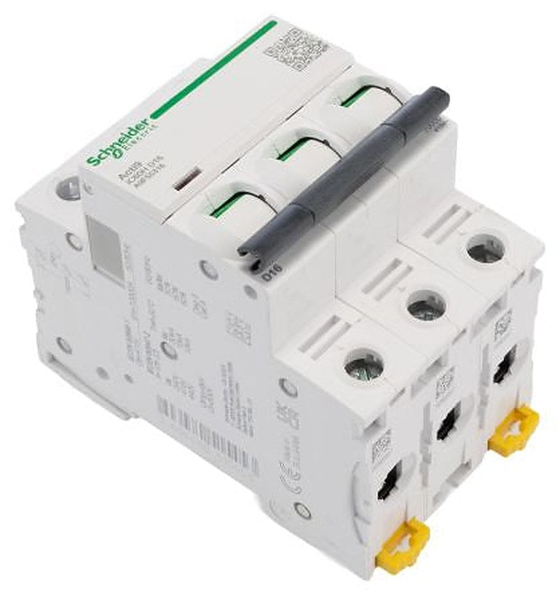 Schneider Electric Acti9 iC60H Miniature Circuit Breaker, 3-Pole, 16A, Type D, 12V, 133 V, 220 V, 240 V, 380 V, 415 V,