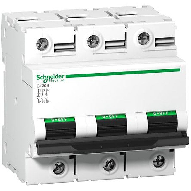 Schneider Electric Acti9 A9F Miniature Circuit Breaker, 3-Pole, 63A, Type B, 415V ac AC, 375 V dc DC, 15 kA Breaking