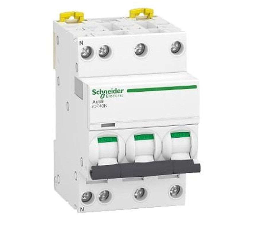 Schneider Electric Acti9 Acti9 iDT40N Miniature Circuit Breaker, 3+N-Pole, 25A, Type C, 400V ac AC, 6000 A Breaking
