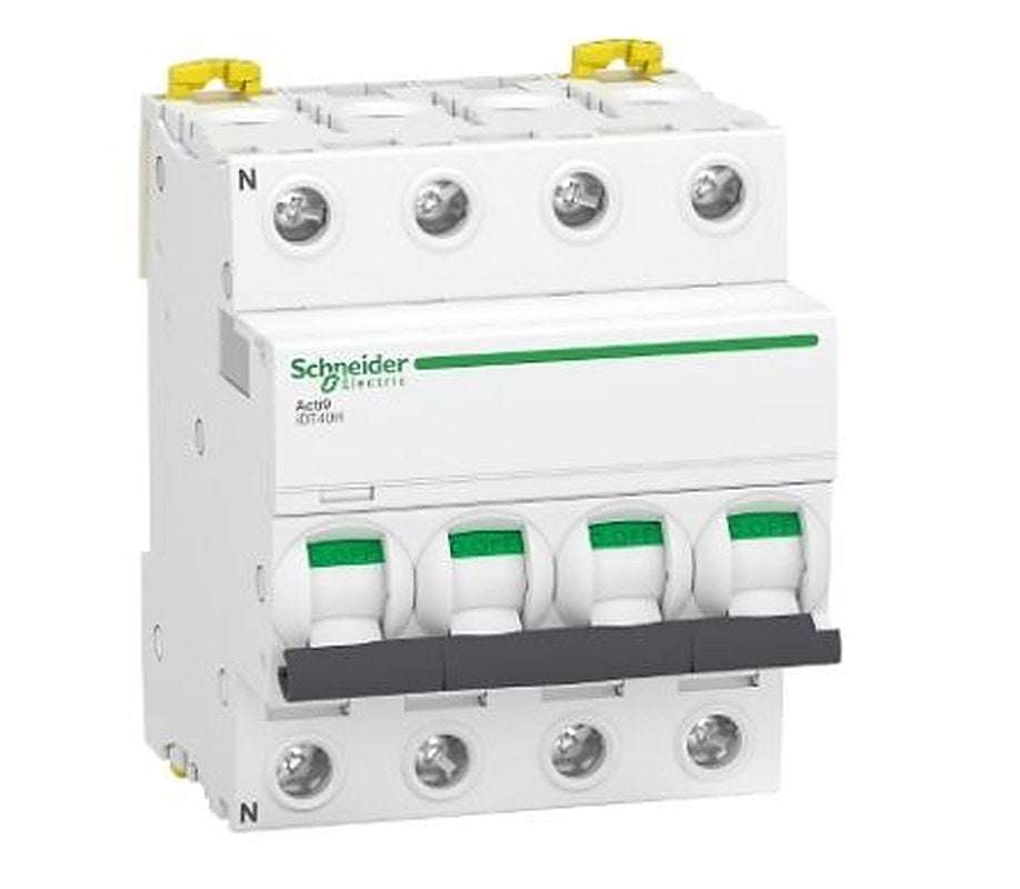 Schneider Electric Acti9 Acti9 iDT40H Miniature Circuit Breaker, 3+N-Pole, 40A, Type C, 400V ac AC, 10000 A Breaking