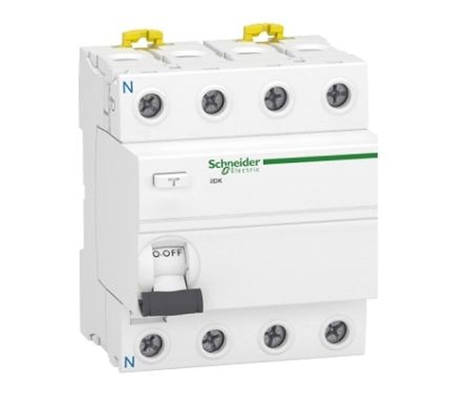 Schneider Electric Acti9 iDT40 Series Residual Current Circuit Breaker, 40A, 4-Pole, 300 mA, Type AC, 500 A