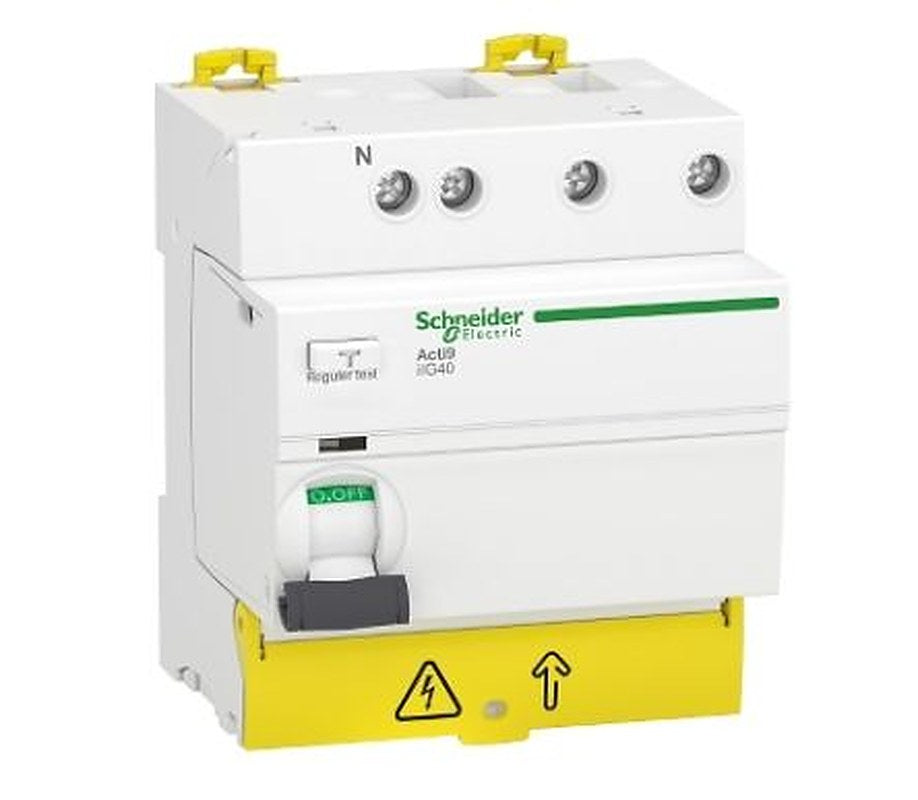 Schneider Electric Acti9 iIG40 Series Residual Current Circuit Breaker, 25A, 3+N-Pole, 30 mA, Type AC, 1500 A 230V ac