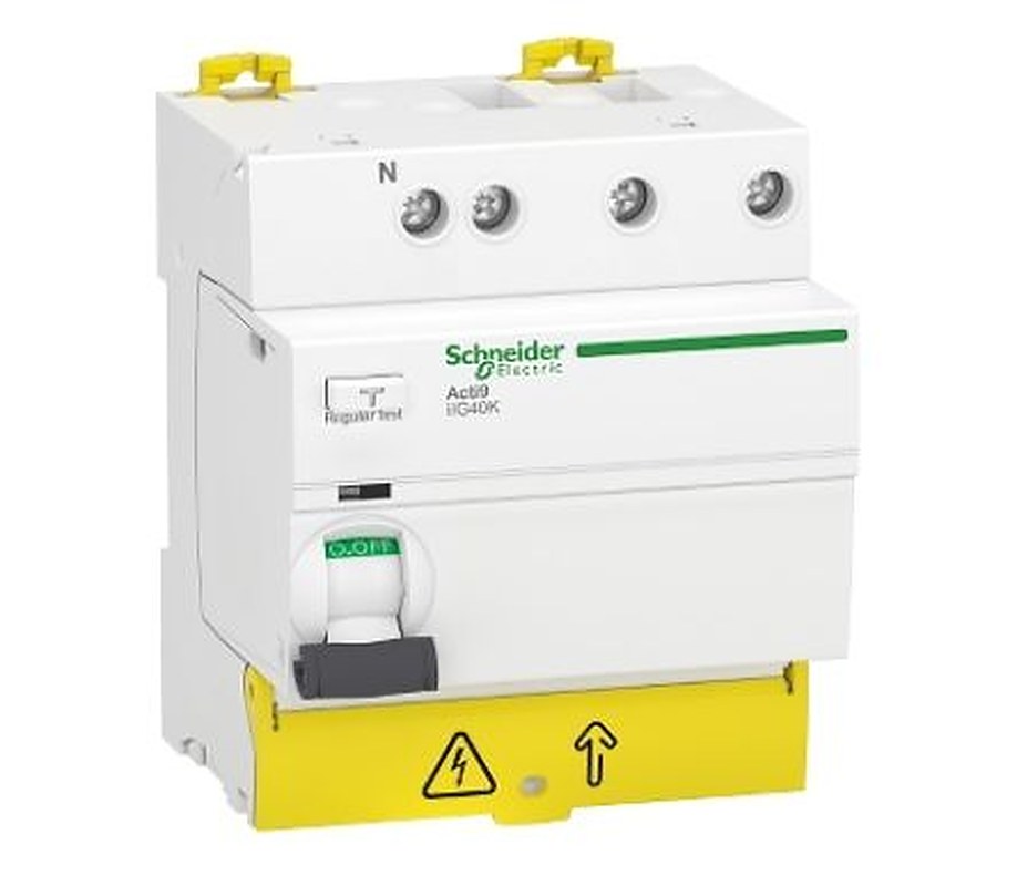 Schneider Electric Acti9 iIG40K Series Residual Current Circuit Breaker, 40A, 3+N-Pole, 300 mA, Type AC, 500 A 230V ac