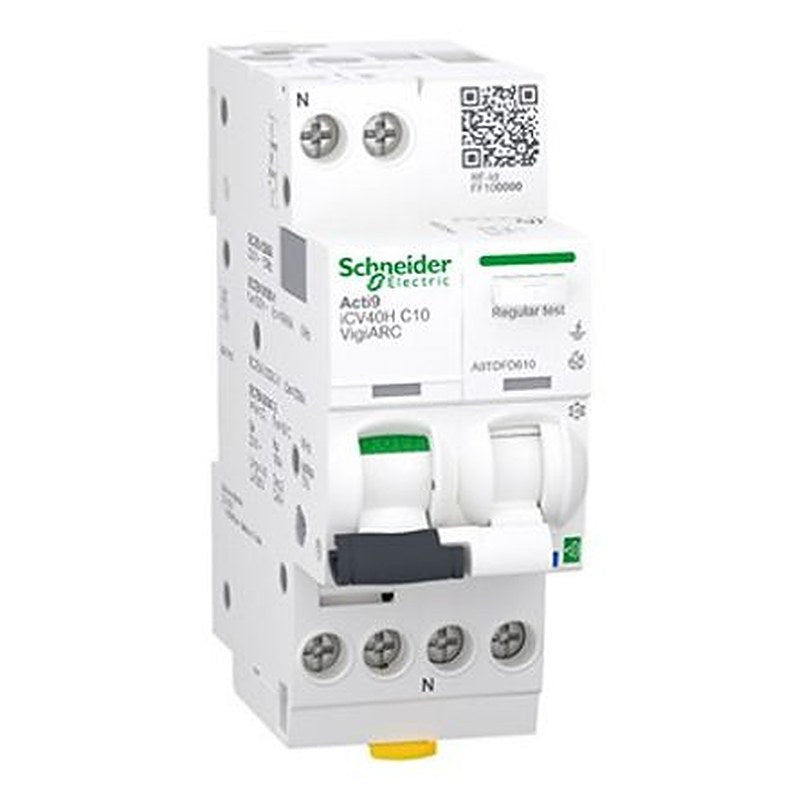 Schneider Electric Residual Current Circuit Breaker with Overload Protection, 10A Current Rating, 1-Pole, 30 mA Trip