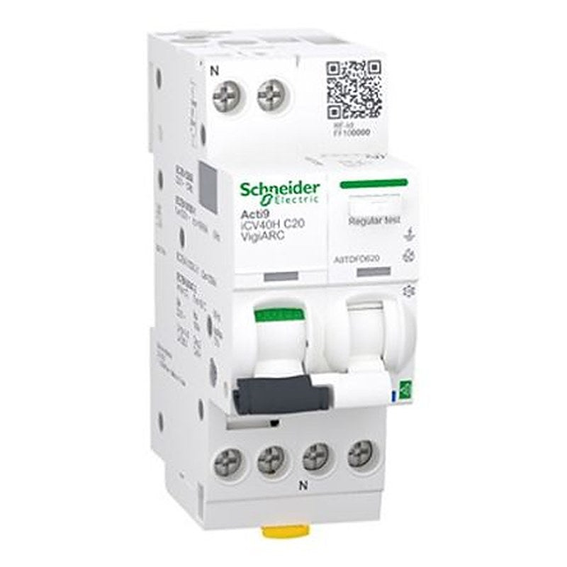 Schneider Electric Residual Current Circuit Breaker with Overload Protection, 20A Current Rating, 1-Pole, 30 mA Trip