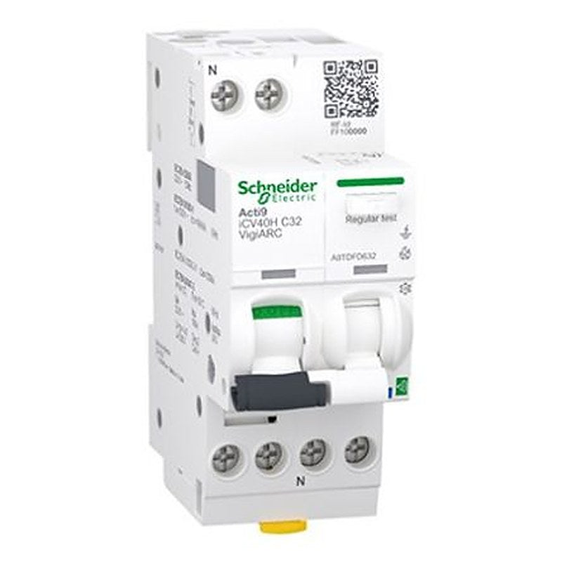 Schneider Electric Residual Current Circuit Breaker with Overload Protection, 32A Current Rating, 1-Pole, 30 mA Trip