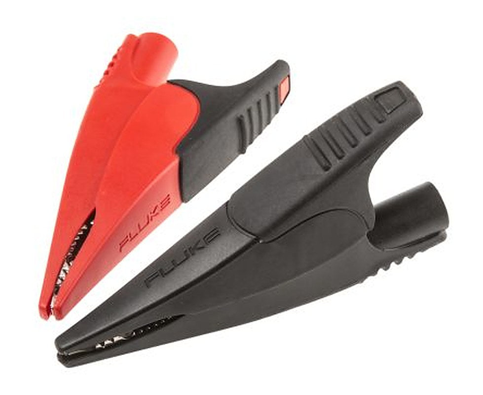 Fluke Crocodile Clip, Nickel Plated Steel Contact, Red, Black, 10A Insulated
