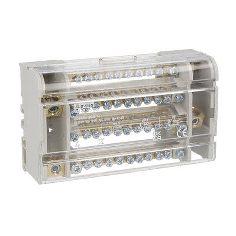 Lovato Distribution Block, 11 Way, 500V, 125A, Light Grey