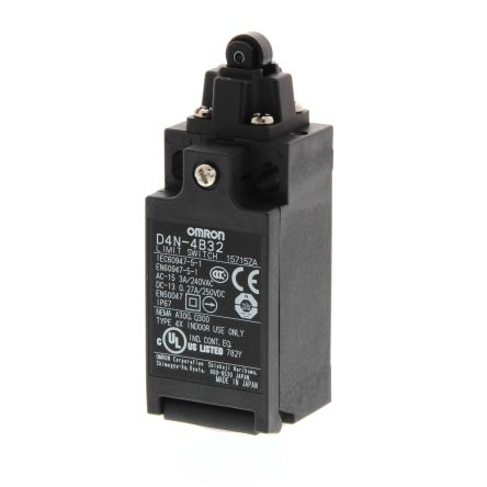 Omron D4n Series Roller Plunger Limit Switch, 2 NC, IP67, Plastic Housing, 240V, 10A