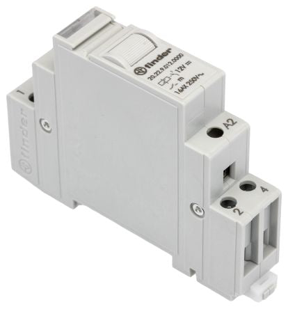 Finder DIN Rail Modular Step Relay, 12V dc Coil, 16A, DPST-NO