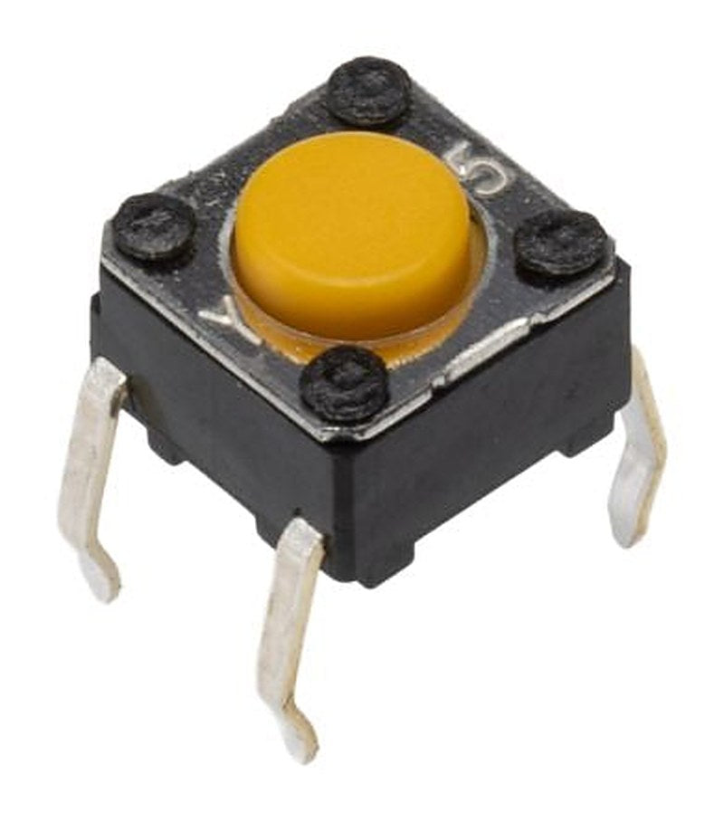 Omron IP00 Yellow Tactile Switch Plunger, 0.9 mm, SPST 50mA 24 V dc, Through Hole