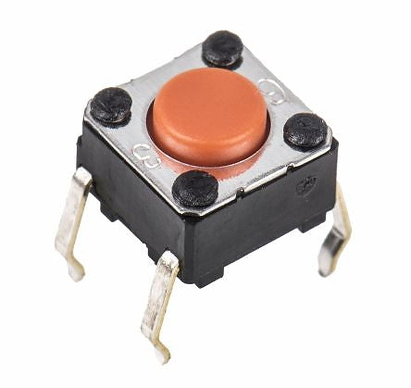 Omron IP00 Orange Tactile Switch Plunger, 0.9 mm, SPST 50mA 24 V dc, Through Hole