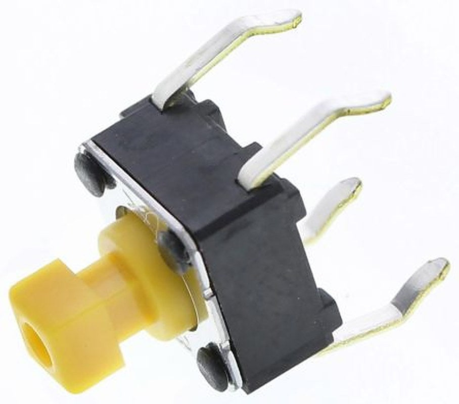 Omron IP00 Yellow Tactile Switch Plunger, 3 mm, SPST 50mA 24 V dc, Through Hole