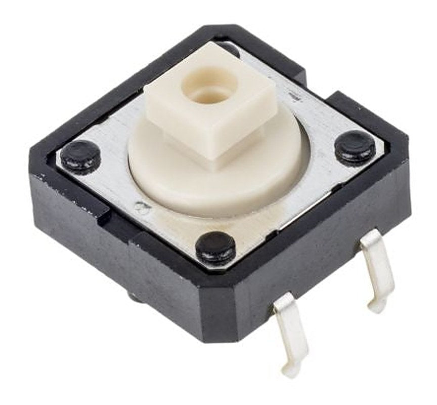 Omron IP00 Ivory Tactile Switch Plunger, 12 mm, SPST-NO 50mA, 500 V ac 24 V dc, Through Hole