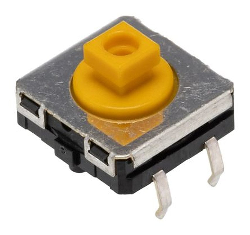 Omron IP67 Yellow Tactile Switch Plunger, 3.75 mm, SPST 50mA 24 V dc, Through Hole