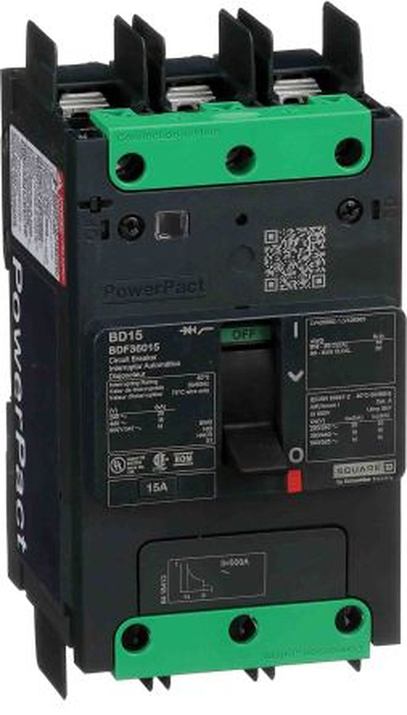 Schneider Electric, PowerPact, PowerPacT Molded Case Circuit Breaker 3-Pole 15A, Breaking Capacity 25 kA, Screw