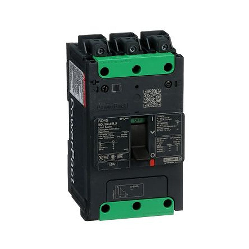 Schneider Electric, PowerPact, PowerPacT Molded Case Circuit Breaker 3-Pole 45A, Breaking Capacity 25 kA, DIN Rail,