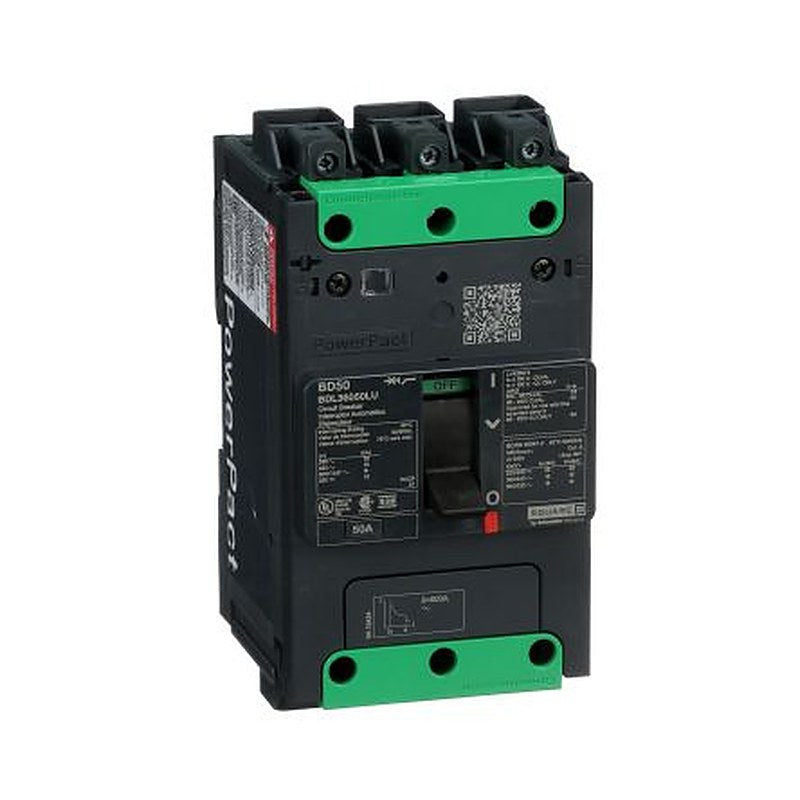 Schneider Electric, PowerPact, PowerPacT Molded Case Circuit Breaker 3-Pole 50A, Breaking Capacity 25 kA, Screw