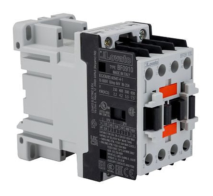 Lovato BF Contactor, 24V dc Coil, 3-Pole, 9 A, 7.5 kW, 1 NO, 690V