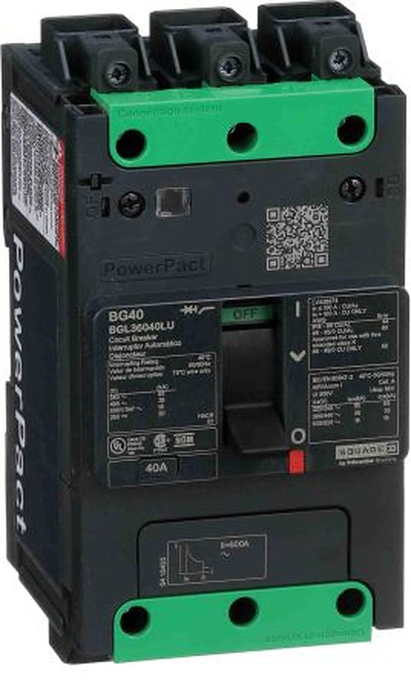 Schneider Electric, PowerPact, PowerPacT Molded Case Circuit Breaker 3-Pole 40A, Breaking Capacity 65 kA, DIN Rail,
