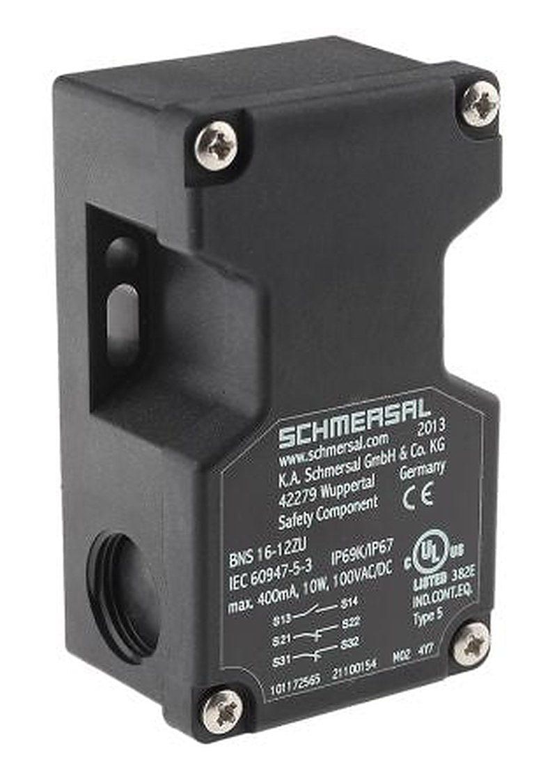 Schmersal BNS16 Series Magnetic Non-Contact Safety Switch, Plastic Housing, 100V dc, 1 NO/2 NC, M12