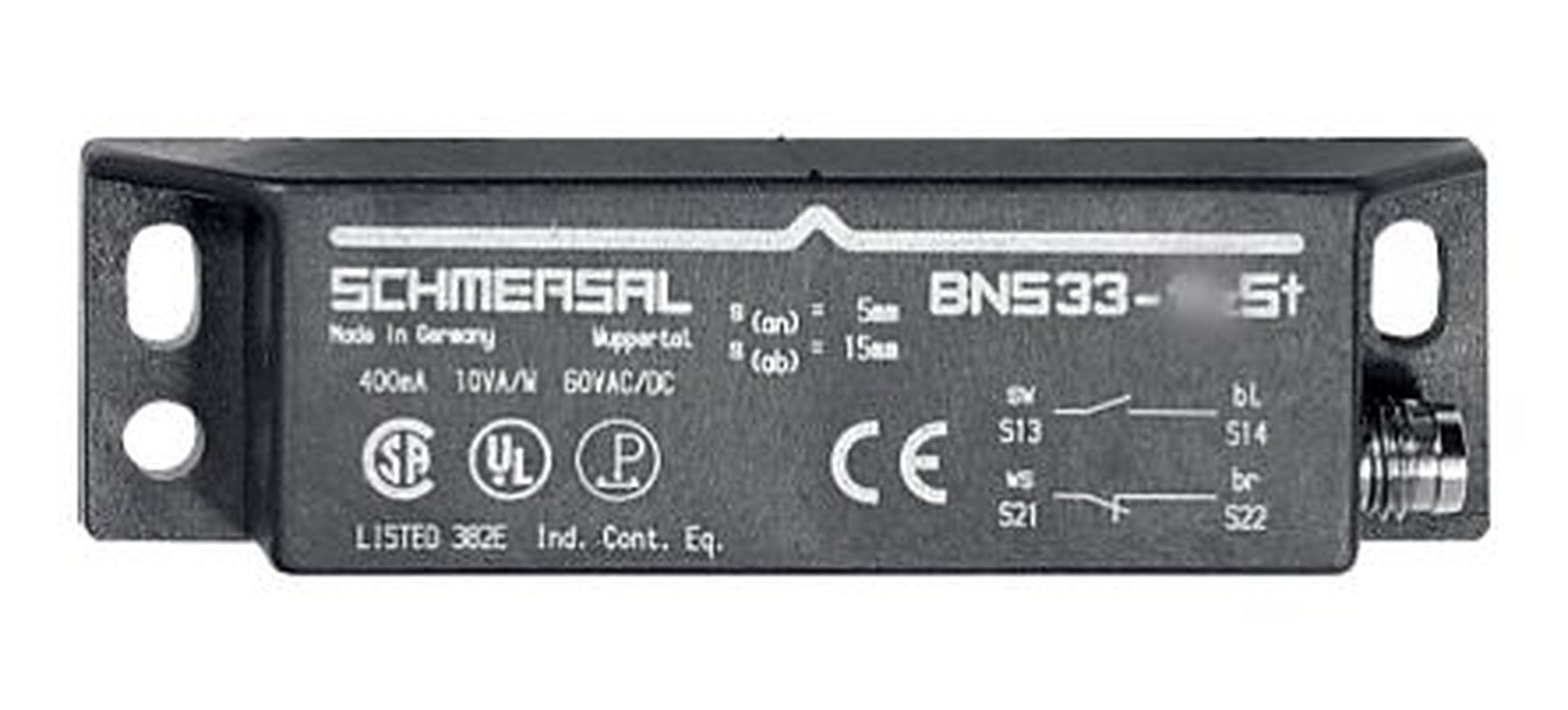 Schmersal BNS33 Series Magnetic Safety Switch, Plastic Housing, NO, NC, M8