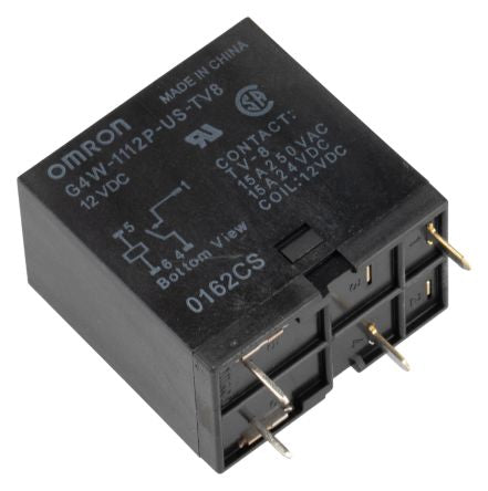 Omron PCB Power Relay, 12V dc Coil, 15A Switching Current, SPST