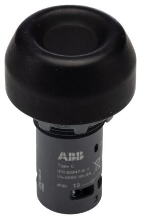 ABB Compact Series Push Button Switch, Momentary, Panel, 22 mm Cutout, 2 NO/2 NC, IP20, IP66, IP67, IP69K, 125 V dc 240