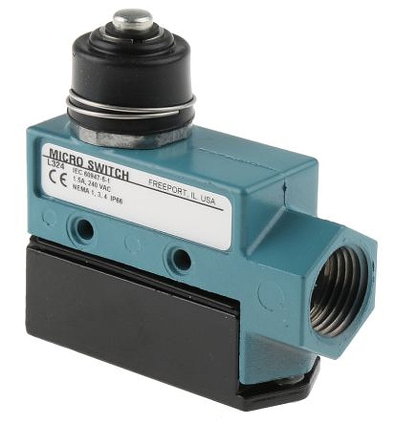 Honeywell BZE6 Series Pin Plunger Limit Switch, SPDT, IP66, Die Cast Zinc Housing, 600V