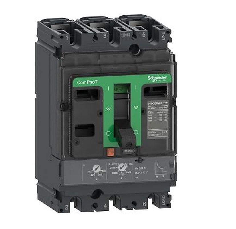 Schneider Electric, ComPact New Generation, ComPacT NSX Molded Case Circuit Breaker 3-Pole 80A, Breaking Capacity 25 kA