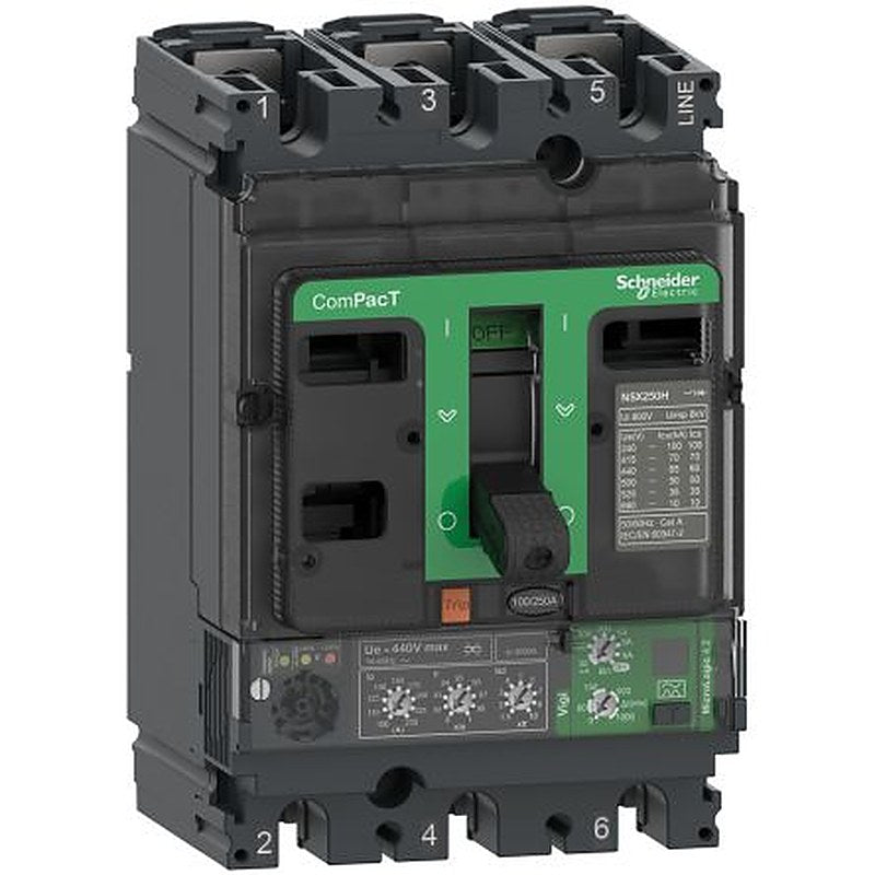 Schneider Electric, ComPact NSX, C16F Molded Case Circuit Breaker 3-Pole 160A, Breaking Capacity 36 kA