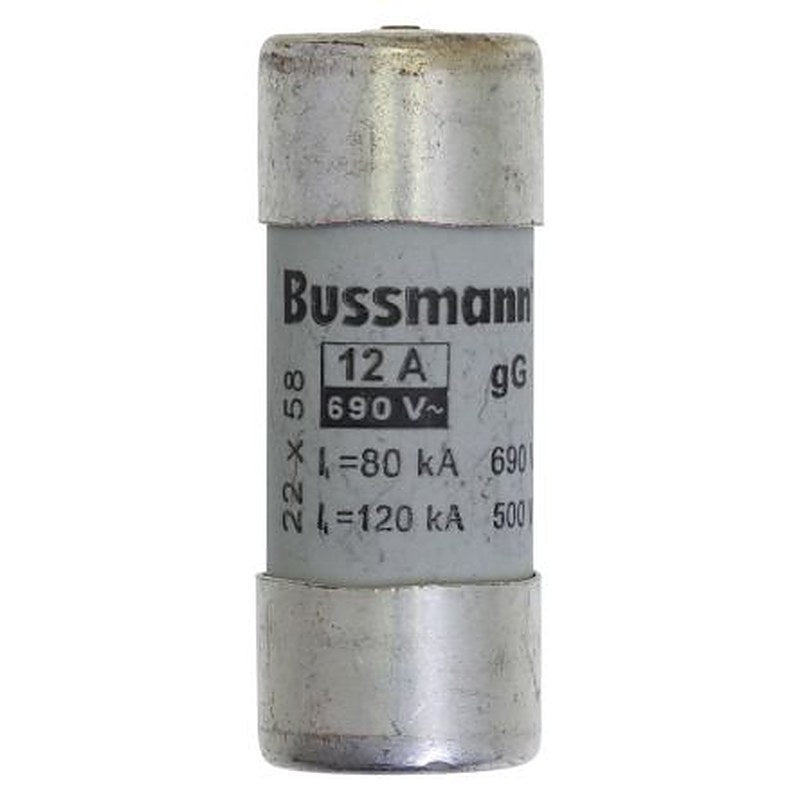 Eaton 12A Ceramic Cartridge Fuse, 22 x 58 mm