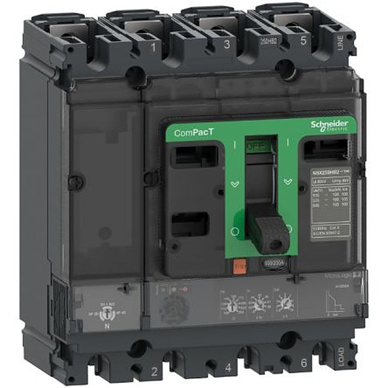 Schneider Electric, ComPact, ComPacT NSX Molded Case Circuit Breaker 4-Pole 160A, Breaking Capacity 50 kA, Fixed