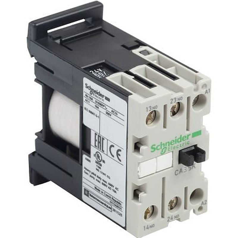 Schneider Electric TeSyS CA Contactor, 24V Coil, 2-Pole, 10 A 24V, 1 NO/1 NC, 600V ac