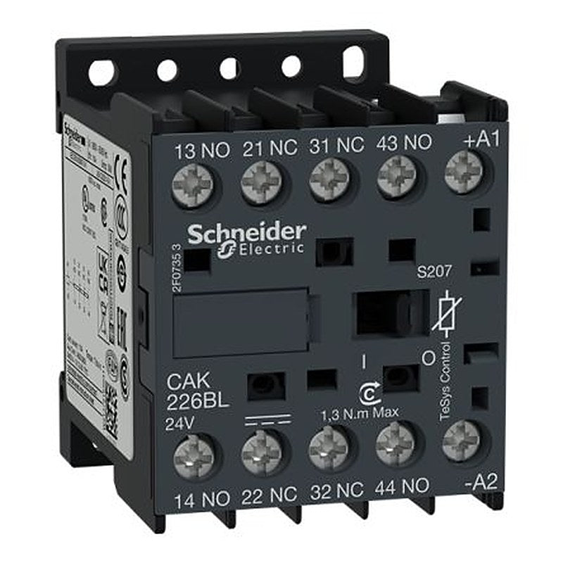 Schneider Electric, CAK226 Control Relay 2 NO/2 NC, 20A Contact Rating, 1.8 W, 24V 4