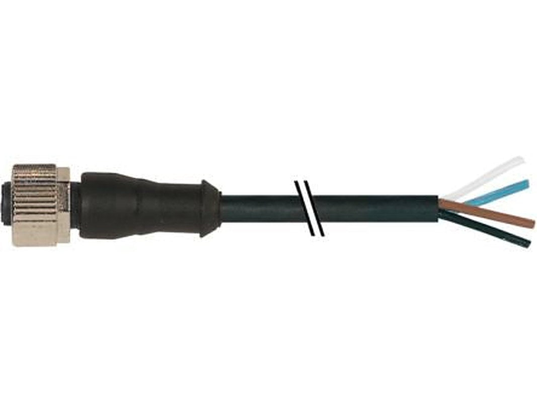 Baumer CAM Cable, 4 Cores, 0.34 mm² CSA, Unscreened, 500 cm, Black Polyurethane Sheath