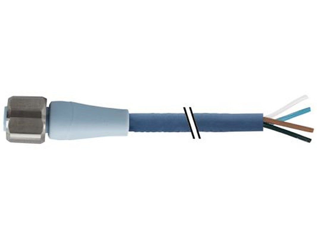 Baumer CAM Cable, 4 Cores, 0.34 mm² CSA, Unscreened, 500 cm, Blue Thermoplastic Elastomer Sheath
