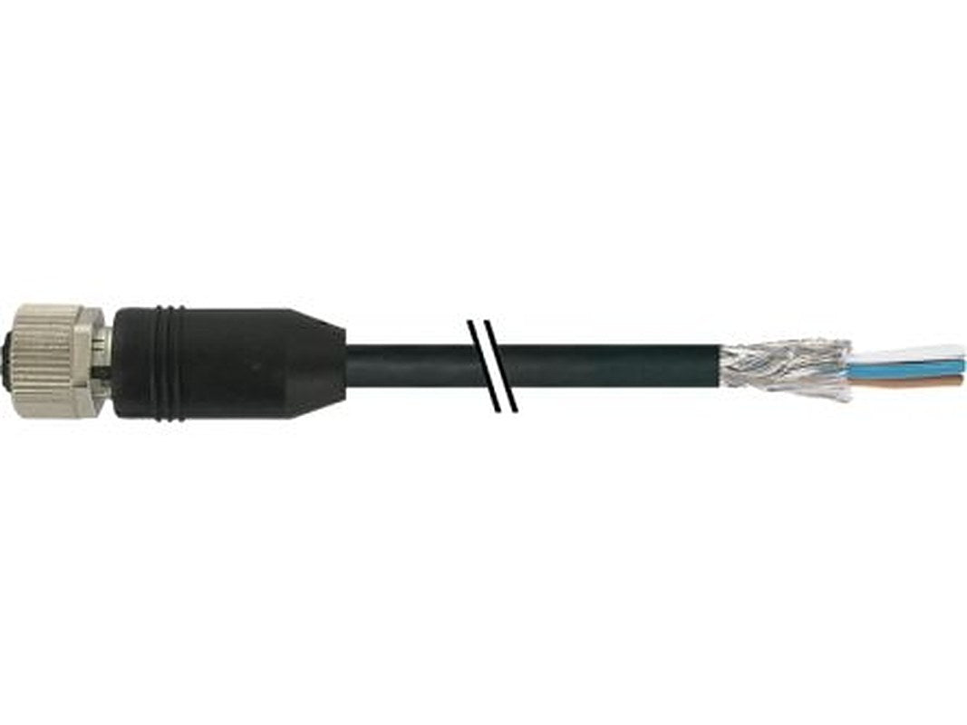 Baumer CAM Cable, 5 Cores, 0.34 mm² CSA, Unscreened, 500 cm, Black Polyurethane Sheath