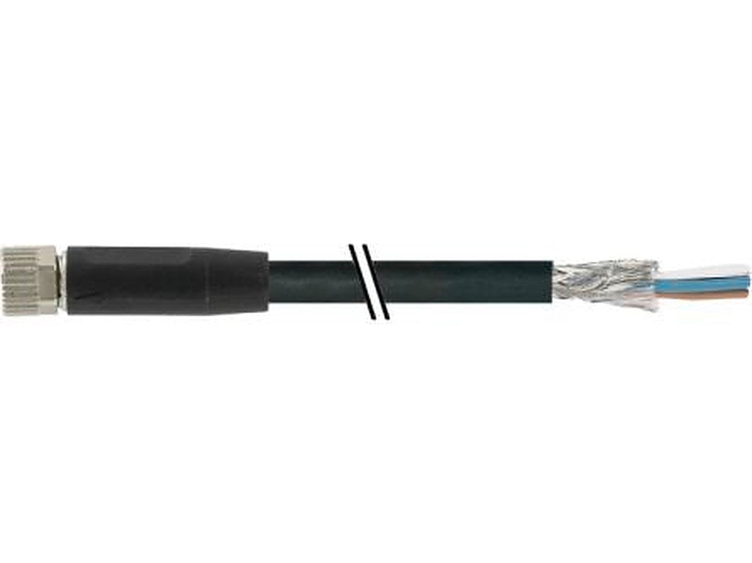Baumer CAM Cable, 4 Cores, 0.34 mm² CSA, Unscreened, 200 cm, Black Polyurethane Sheath