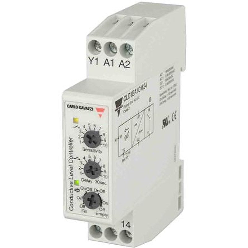 Carlo Gavazzi CLD1EA1CM24 Series Level Controller -, DIN Rail 1 Analogue Input 24V-Rated Relay