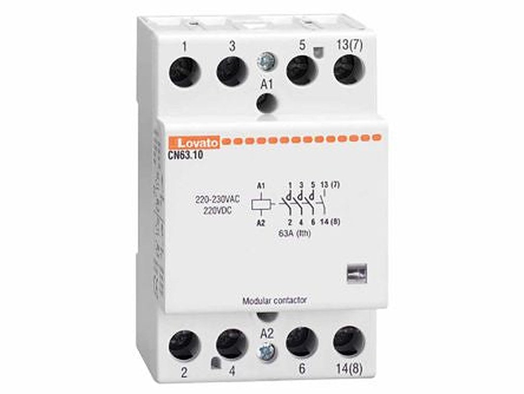 Lovato CN Contactor, 24V ac/dc Coil, 4-Pole, 63 A 24V ac/dc, 4 NO, 110V ac
