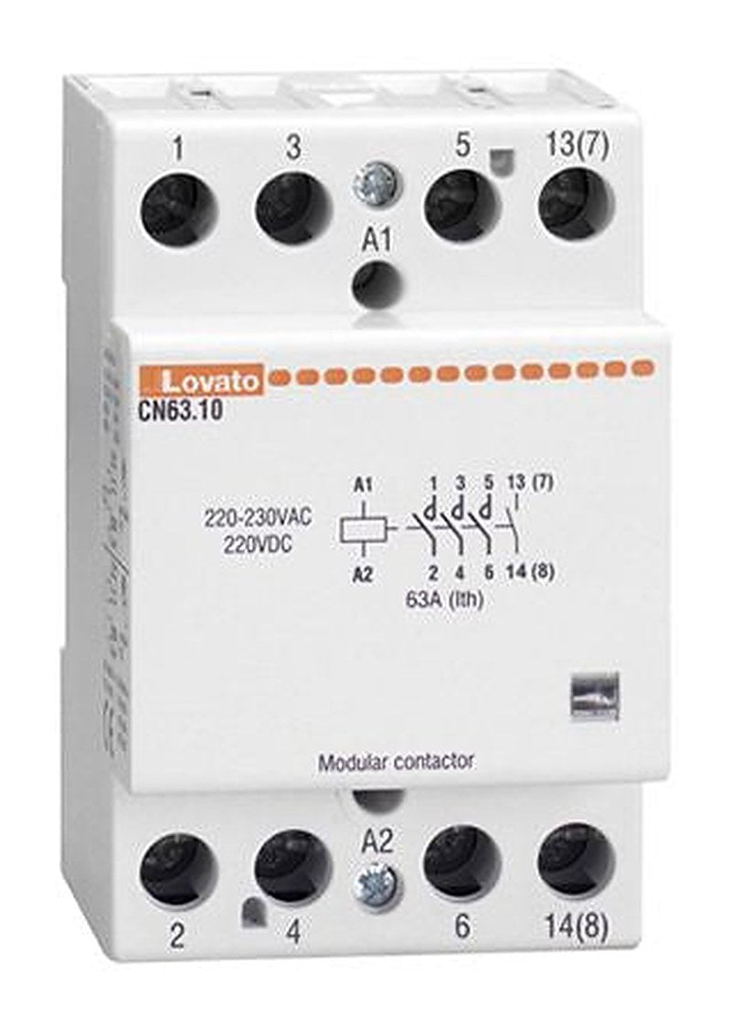 Lovato CN Contactor, 230V ac Coil, 4-Pole, 30 A, 7.5 kW 230V ac, 4 NO, 4kV ac