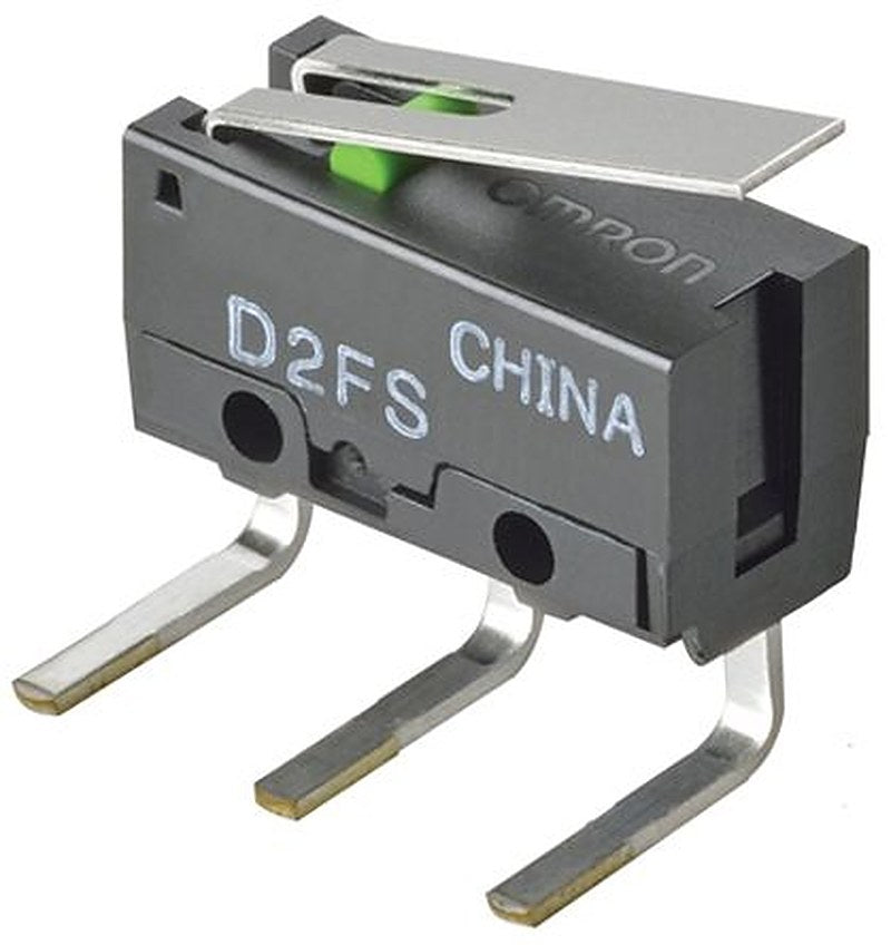 Omron Hinge Lever Micro Switch, Left Angle PCB Terminal Terminal, 0.1A, 600 V ac, 6 V dc, SPST, IP40