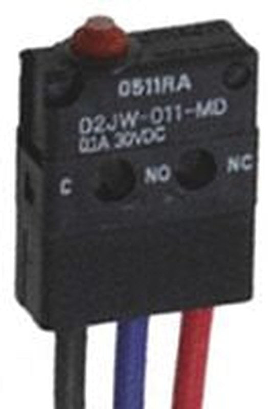 Omron Pin Plunger Micro Switch, Pre-Wired Terminal, 0.1A, 600 V ac, 30 V dc, SPDT, IP67