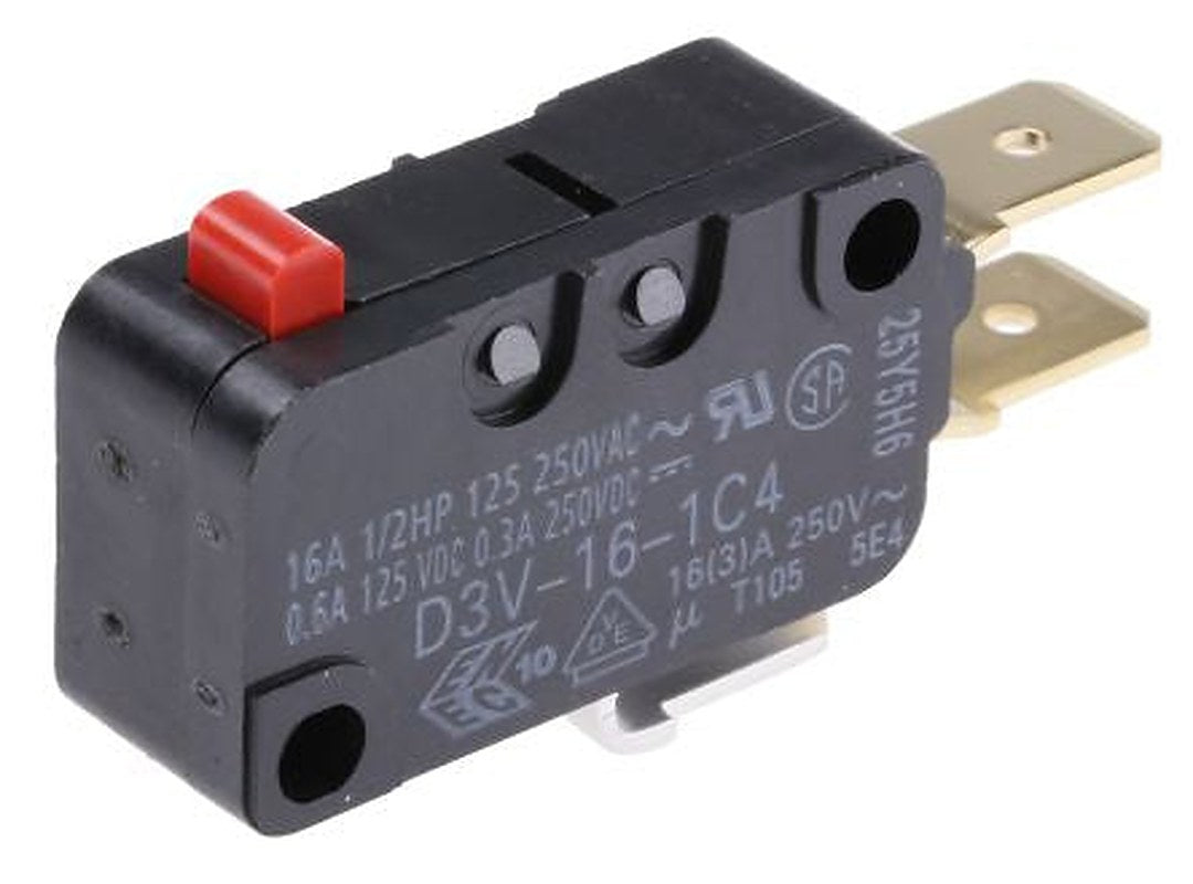 Omron Pin Plunger Micro Switch, Tab Terminal, 16A, SPDT, IP40