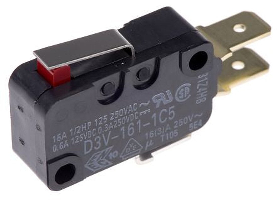 Omron Short Hinge Lever Micro Switch, Tab Terminal, 16A, 250 V ac, 250 V dc, SPDT, IP40